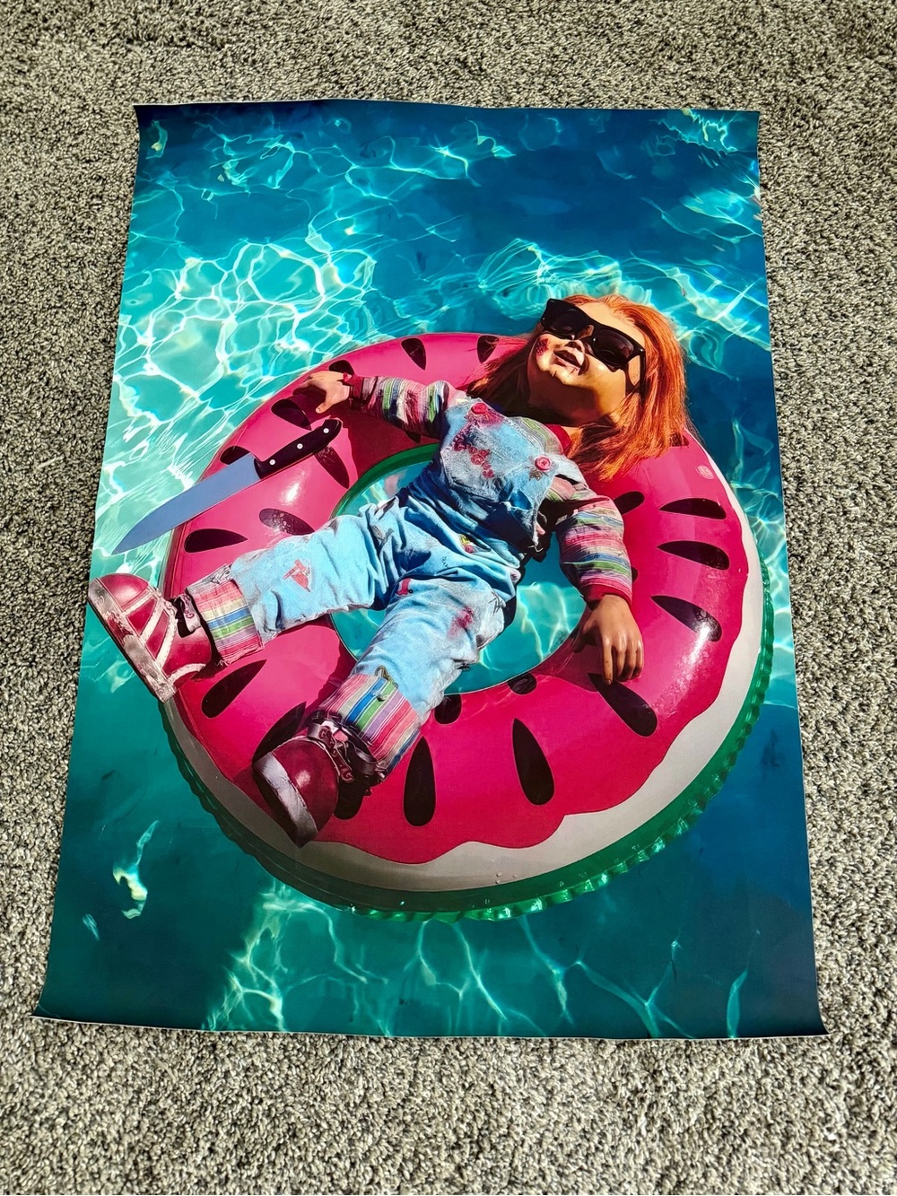 Chucky Vibrant Pink Watermelon Pool Float Poster - Home Art